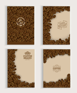 Coffee beans cover design set