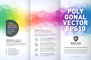 Abstract colorful geometric trifold brochure design template