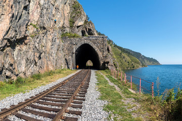 Mountaineers train on the rocks of the Circum-Baikal Railway