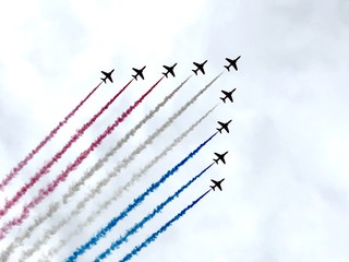 Rainbow formation, RAF 100 flypast