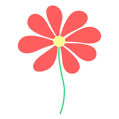 Simple red flower illustration with green stalk 
