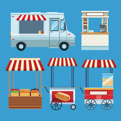 Set of food stands © Jemastock