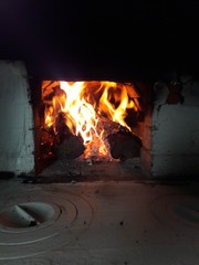 Obraz premium Flame, fairewood, fire., russian stove