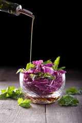 salad of red cabbage with olive oil