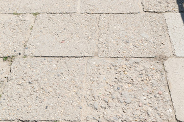 Grey Old Stone Pavement Top View or Granite Cobblestone Road