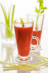 Glasses with tomato juice