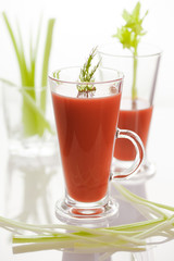 Glasses with tomato juice