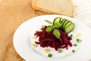 Grated Pickled Beet Root Isolated on White Background