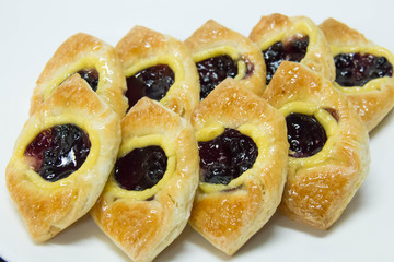 Blueberry Danish on white background