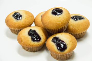 blueberry muffin tops  on a white background.