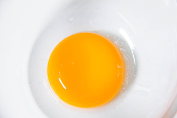  Fried egg on white plate backgroud