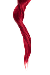 Pink hair isolated on white background. Long twisted ponytail