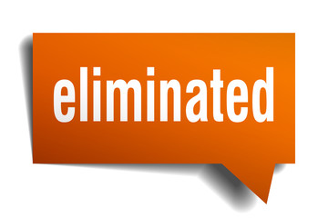 eliminated orange 3d speech bubble