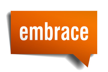 embrace orange 3d speech bubble
