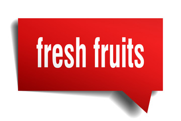 fresh fruits red 3d speech bubble