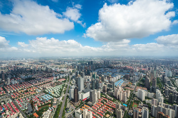 panoramic city skyline in shanghai china