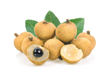 Fresh longan on white background.