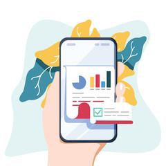 Concept Receipt of statistics data for web page, banner presentation social media, documents, cards or posters.