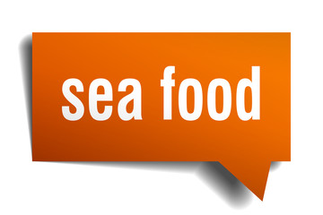 sea food orange 3d speech bubble