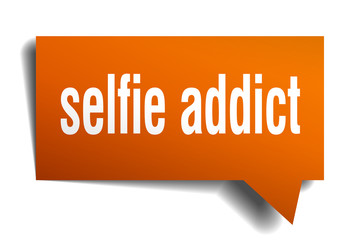 selfie addict orange 3d speech bubble