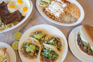 Various Mexican food dishes
