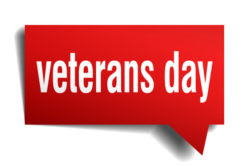 veterans day red 3d speech bubble