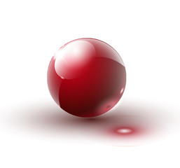 Shiny red ball vector. Transparent vector object for design, layout
