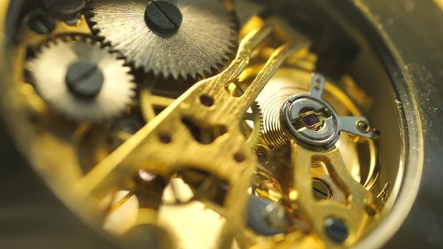 Close up of an internal&nbsp;clock&nbsp;mechanism