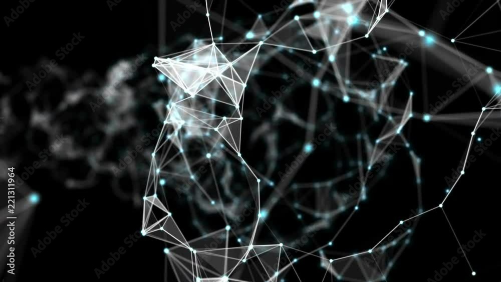 Poster Plexus fantasy abstract technology and engineering background. Depth of field settings. 3D rendering.