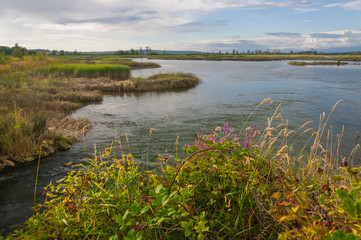 Beautiful lake under clouds