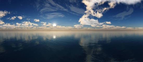 beautiful sunset panorama, ocean sunset, sun over the water,
