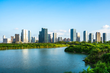 Fototapeta premium panoramic city skyline in hangzhou china