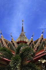 Fototapeta premium Top Pagoda in Thailand, Sky backdrop