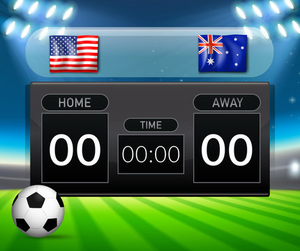 USA Vs Australia soccer scoreboard template