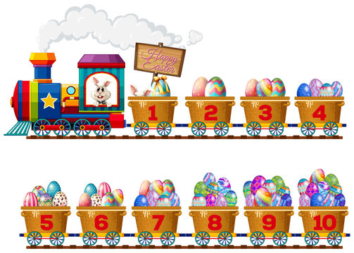 An easter bunny on number train