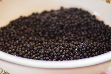 A lot of blueberries in a large bowl close-up