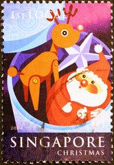 Christmas toys on postage stamp of Singapore