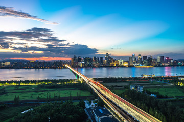 panoramic city skyline in hangzhou china