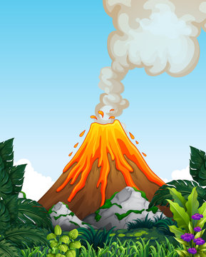A dangerous volcano eruption