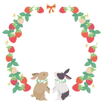 うさぎ いちご フレーム イラスト Stock Vector Adobe Stock