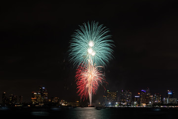 Fireworks at  Pattaya Beach, Chonburi, Thailand