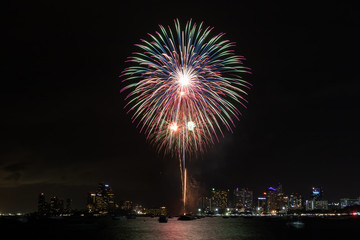 Fireworks at  Pattaya Beach, Chonburi, Thailand