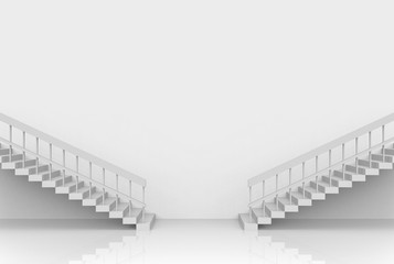 3d rendering. two different way of modern gray cement stairs background. choosing or chance in business concept.