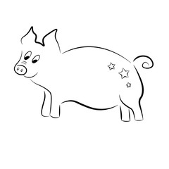 Piggy in the black contour