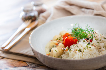 Risotto Scallops and dried tomatoes