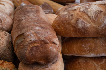 Stack of home made artisan bread