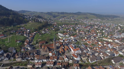 Fototapeta na wymiar Aerial shoot of church in Germany, Kappelrodeck