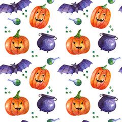 seamless watercolor pattern for halloween