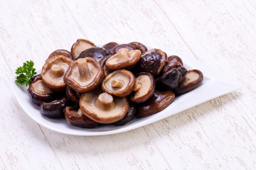 Pickled mushrooms in the bowl