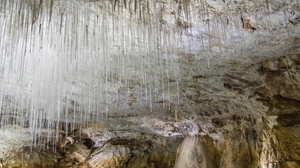 fistulous stalactites in the Choranche caves, in the Vercors, France 

